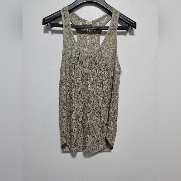 Wilfred | Aritzia Olive Green- Silk Mesh Floral Lace Tank Top Size XXS - Picture 1 of 4